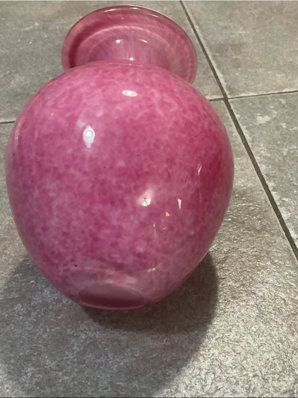Pink Glass Vase with White Rim - Home Accents